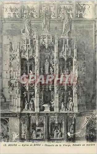 Cartes postales 12 bourg eglise de brou chapelle de la vierge retable en marbre