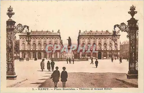 Cartes postales Nancy Statue Place Stanislas Theatre et Grand Hotel
