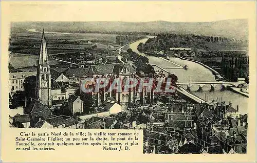 Moderne Karte Auxerre L'Eglise St Germain et le Pont de Latournelle vers la Cathedrale