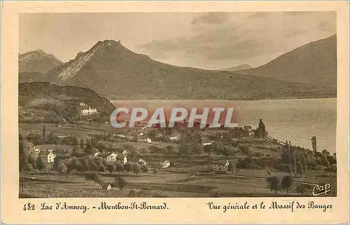 Cartes postales Lac d'Annecy Menthon St Bernard Vue Generale et le Massif des Bauges