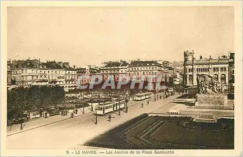 Cartes postales Le Havre Les Jardins de la Place Gambetta Tramway