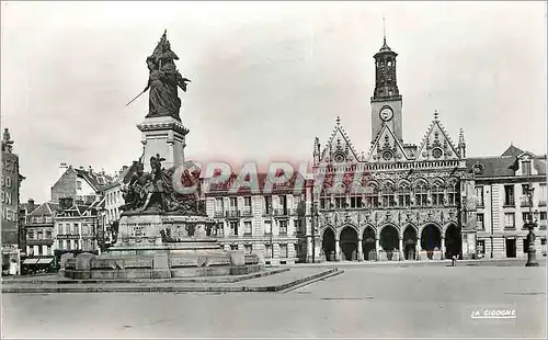 Moderne Karte Saint Quentin (Aisne) Monument de la Defense et l'Hotel de Ville