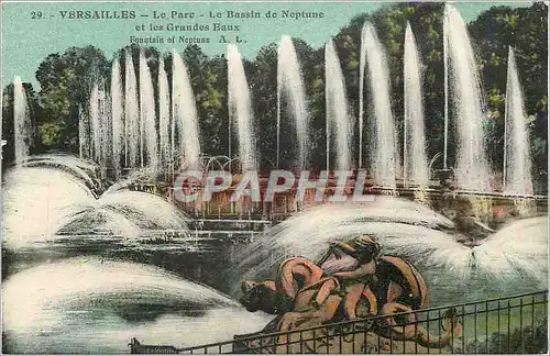 Cartes postales Versailles Le Parc Le Bassin de Neptune et les Grandes Eaux