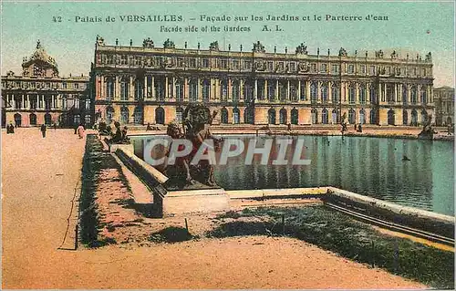 Cartes postales Palais de Versailles Facade sur les Jardins et le Parterre d'eau