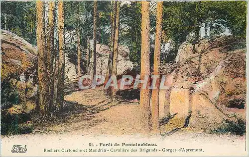 Cartes postales Foret de Fontainebleau Rochers Cartouche et Mandrin Cavaliere des Brigands