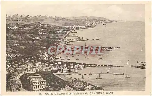 Cartes postales Cote d'Azur a vol d'Oiseau de Cannes a Nice