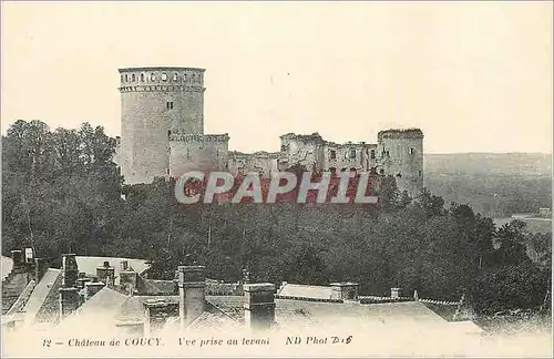 Ansichtskarte AK Chateau de Coucy Vue prise au Levani