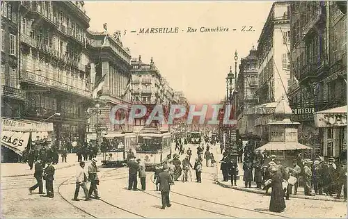 Cartes postales Marseille Rue Cannebiere Tramway Coiffeur