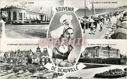 Cartes postales moderne Souvenir de Deauville Le casino La plage et le bar du soleil Le Normandy Hotel Le Royal Hotel