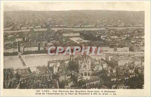 Cartes postales Lyon Vue Generale des Quartiers Saint Jean et Bellecour