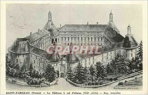 Cartes postales Saint Fargeau (Yonne) Le Chateau a la Vol d'Oiseau (XIIe Siecle)