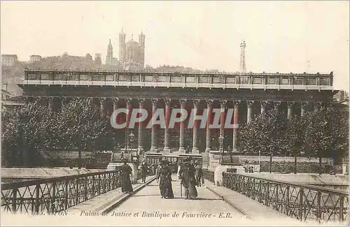 Cartes postales Lyon Palais de Justice et Basilique de Fourviere