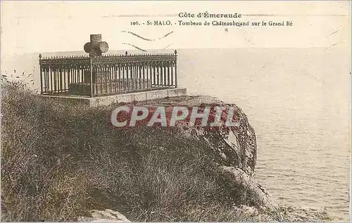 Cartes postales St Malo Cote d'Emeraude Tombeau de Chateaubriand sur le Grand Be