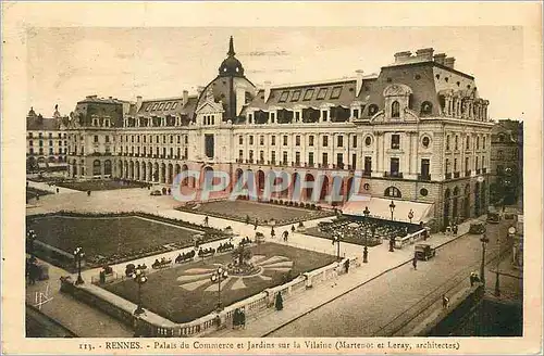 Cartes postales Rennes Palais du Commerce et Jardins sur la Vilaine (Martenot et Leray arch)