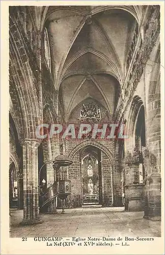 Ansichtskarte AK Guingamp Eglise Notre Dame de Bon Secours La Nef (XIV et XVIe Sieles)