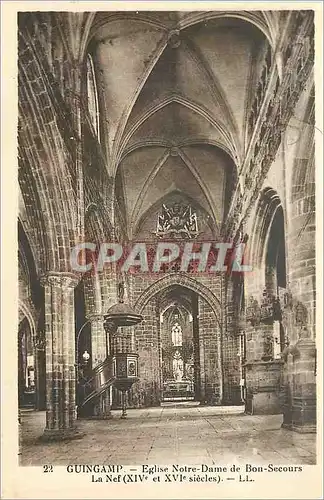 Cartes postales Guingamp Eglise Notre Dame de Bon Secours La Nef (XIV et XVIe Sieles)