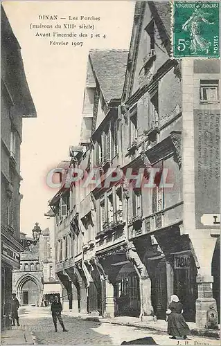 Cartes postales Dinan Les Porches (Maisons du XIIIe Siecle) Avant l'Incendie des 3 et 4 Fevrier 1907