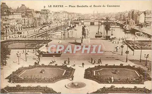 Cartes postales Le Havre Place Gambetta et Bassin du Commerce