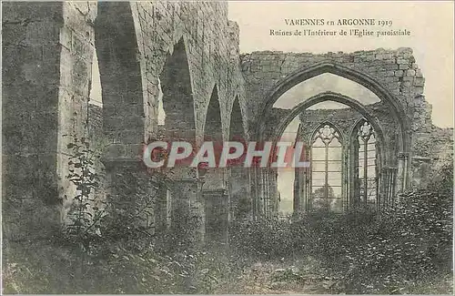 Cartes postales Varennes en Argonne 1919 Ruines de l'Interieur de l'Eglise Paroissiale