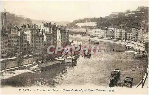 Cartes postales Lyon Vue sur la Saone Quais de Bondy et Saint Vincent