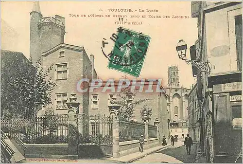 Cartes postales Toulouse Le Lycee Tour de l'Hotel et l'Eglise des Jacobins