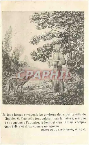 Cartes postales Un Loup Feroce Ravagait les Environs de la Petite Ville de Gubbo S Francois tout puissant sur la