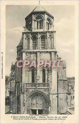 Cartes postales Poitiers (Vienne) L'Eglise Sainte Radegonde Clocher Roman du XIe Siecle