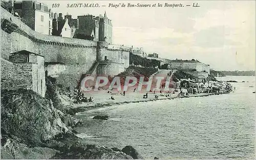 Ansichtskarte AK Saint Malo Plage de Bon Secours et les Remparts