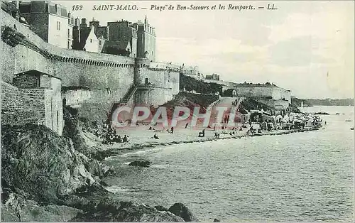 Cartes postales Saint Malo Plage de Bon Secours et les Remparts
