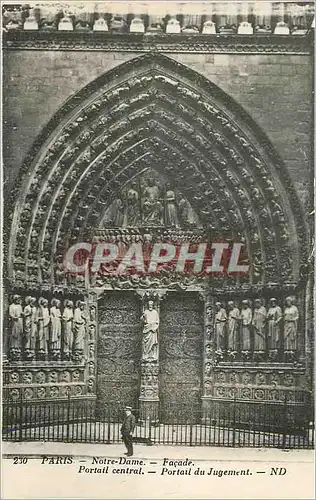 Cartes postales Paris Notre Dame Facade Portail Central Portail du Jugement