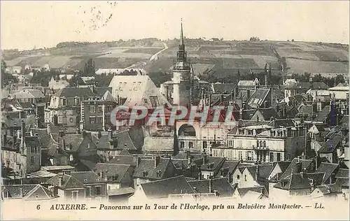 Cartes postales Auxerre Panorama sur la Tour de l'Horloge pris au Belvedere Manifacier