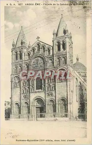 Ansichtskarte AK Angouleme Facade de la Cathedrale St Pierre Romano Byzantine (XIIe S Mon Hist)