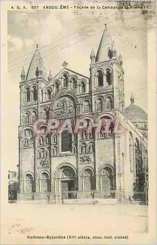Cartes postales Angouleme Facade de la Cathedrale St Pierre Romano Byzantine (XIIe S Mon Hist)