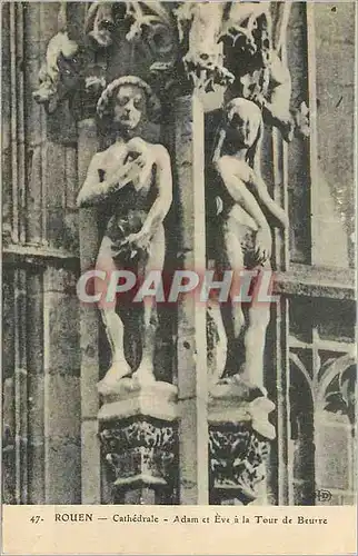 Ansichtskarte AK Rouen Cathedrale Adam et Eve a la Tour de Beurre