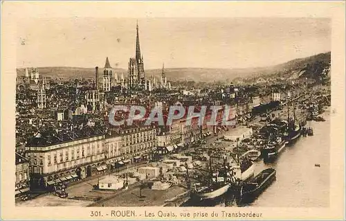 Ansichtskarte AK Rouen Les Quals vue prise du Transbordeur Bateaux