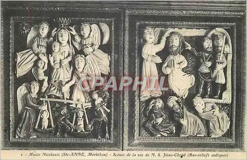 Cartes postales Musee Nicolazic Ste Anne Morbihan Scenes de la vie de N S Jesus Christ Bas reliefs antiques