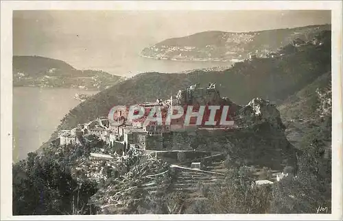 Moderne Karte La Douce France Cote d Azur Eze Vue generale du village