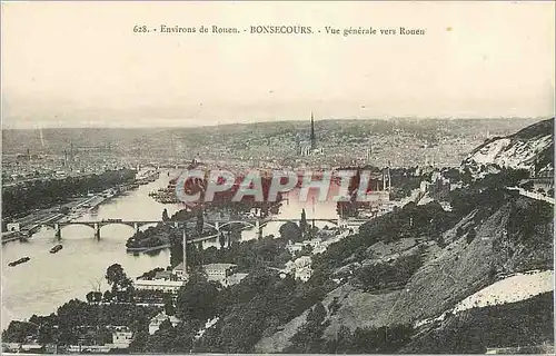 Cartes postales Environs de Ronen Bonsecours Vue generale vers Rouen