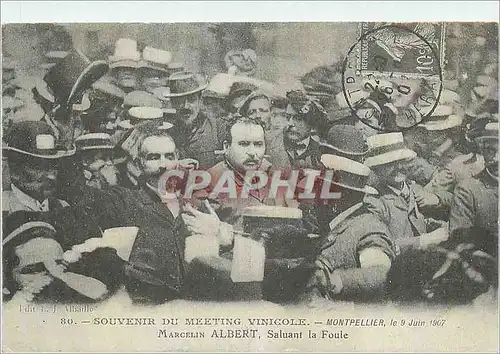 REPRO Souvenir du Meeting Vinicole Montpellier le 9 Jun 1907 Marcelin Albert Saluant la Foule