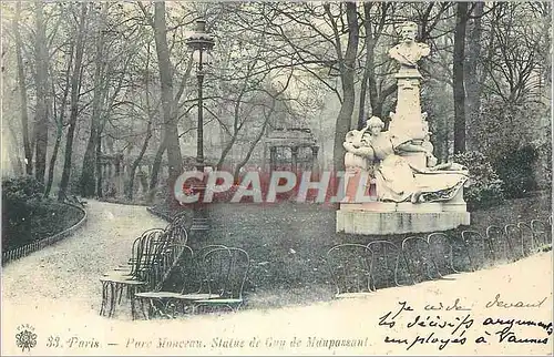 Cartes postales Paris Parc Monceau Statue de Guy de Maupassant