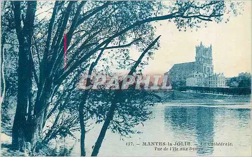 Cartes postales Mantes la Jolie La Cathedrale Vue de l Ile aux Dames