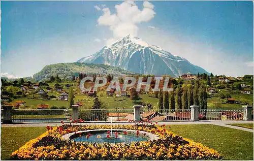 Cartes postales moderne Spiez am Thunersee Ausblick von der Schloss Terrasse gegen den Niesen