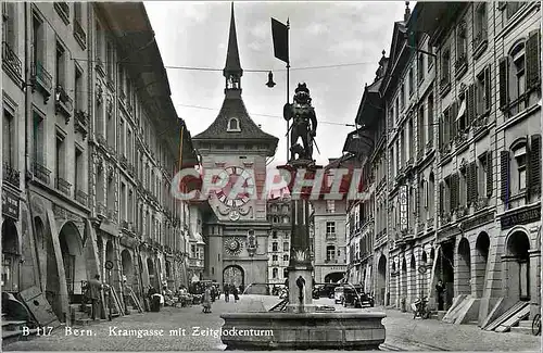 Moderne Karte Berne Kramgasse mit Zeitglockenturm Berne Grand Rue avec Tour d Horloge