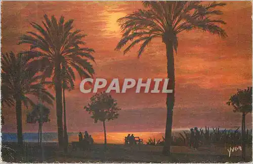 Cartes postales La Douce France Cote d Azur Nice Alpes Maritimes Crepuscule sur le quai des Etats Unis