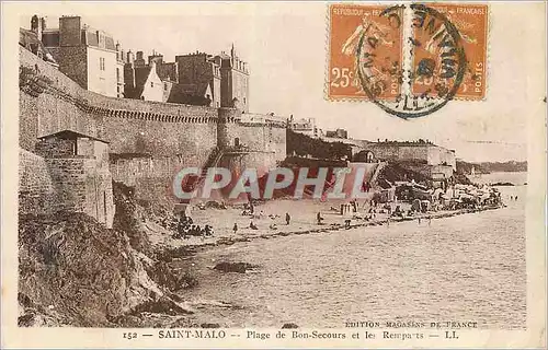 Ansichtskarte AK Saint Malo Plage de Bon Secours et les Remparts