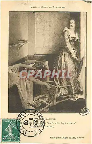 Cartes postales Nantes Musee des Beaux Arts Ecole Francaise Charlotte Corday tuc Marat
