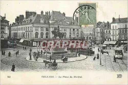 Ansichtskarte AK Orleans La Place du Martroi Tramway