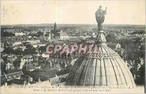 Cartes postales Tours I et L Le Dome de la Basilique St Martin et vue generale