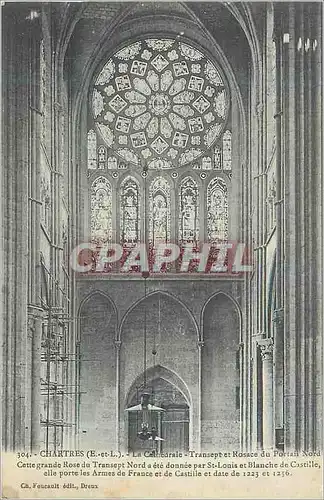 Cartes postales Chartres E et L La Cathedrale Transept et Rosace du Portail Nord