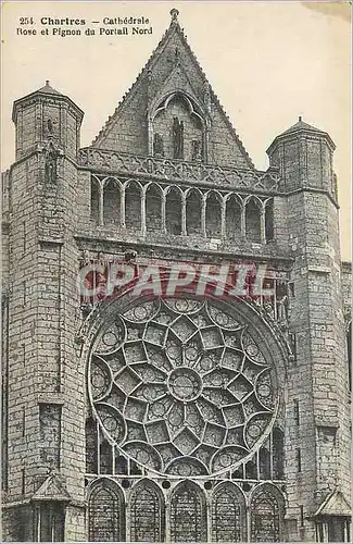 Cartes postales Chartres Cathedrale Rose et Pignon du Portail Nord